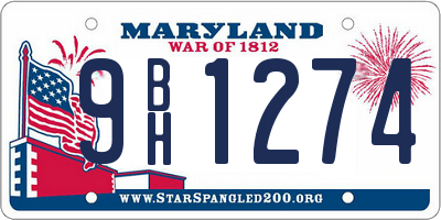 MD license plate 9BH1274