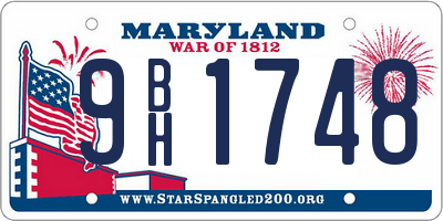 MD license plate 9BH1748
