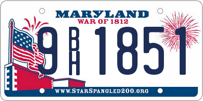 MD license plate 9BH1851
