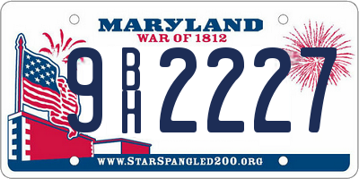 MD license plate 9BH2227