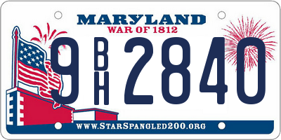 MD license plate 9BH2840