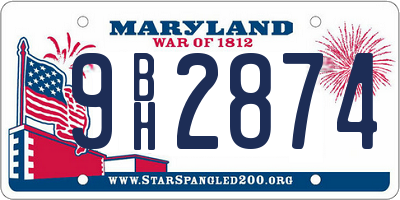 MD license plate 9BH2874