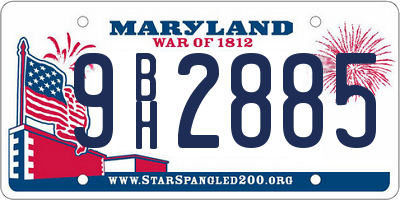 MD license plate 9BH2885