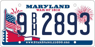 MD license plate 9BH2893