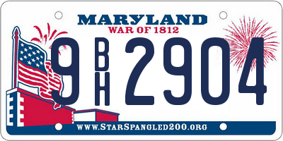 MD license plate 9BH2904