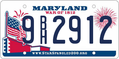 MD license plate 9BH2912
