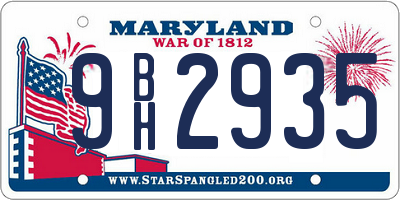 MD license plate 9BH2935