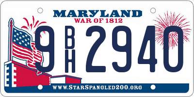 MD license plate 9BH2940