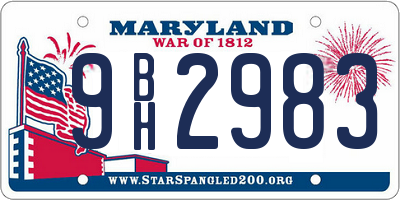 MD license plate 9BH2983