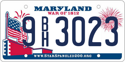 MD license plate 9BH3023