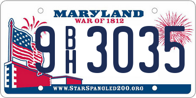 MD license plate 9BH3035