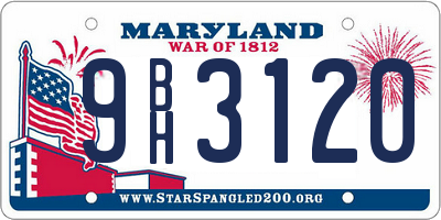 MD license plate 9BH3120