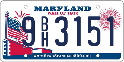 MD license plate 9BH3151