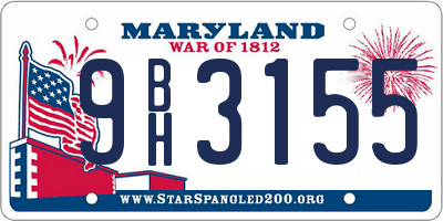 MD license plate 9BH3155