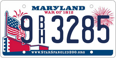 MD license plate 9BH3285