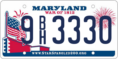 MD license plate 9BH3330
