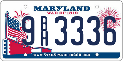 MD license plate 9BH3336