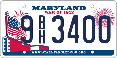MD license plate 9BH3400