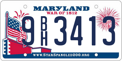 MD license plate 9BH3413