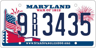 MD license plate 9BH3435