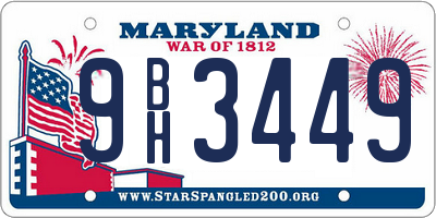 MD license plate 9BH3449
