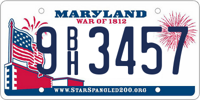 MD license plate 9BH3457