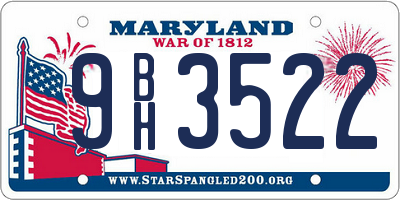 MD license plate 9BH3522