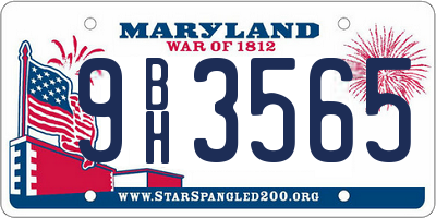 MD license plate 9BH3565