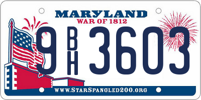 MD license plate 9BH3603