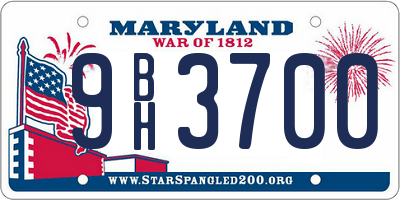 MD license plate 9BH3700