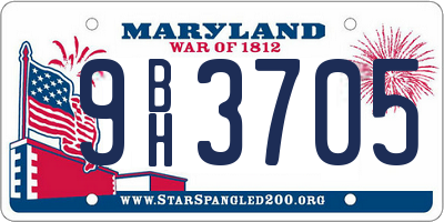 MD license plate 9BH3705