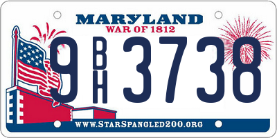 MD license plate 9BH3738