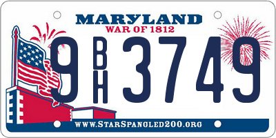 MD license plate 9BH3749