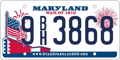 MD license plate 9BH3868