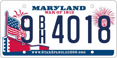 MD license plate 9BH4018