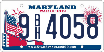MD license plate 9BH4058
