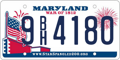 MD license plate 9BH4180
