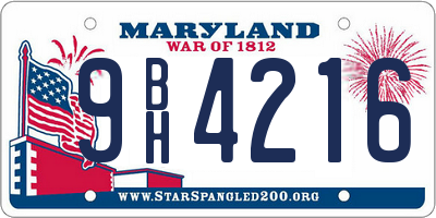 MD license plate 9BH4216