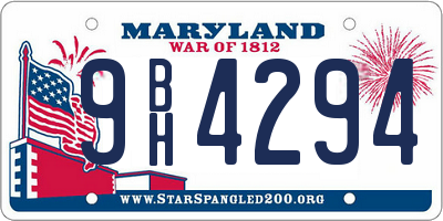 MD license plate 9BH4294