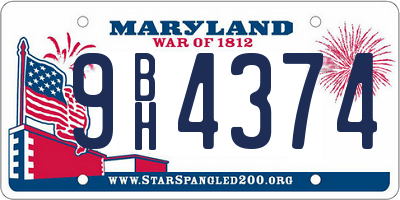 MD license plate 9BH4374