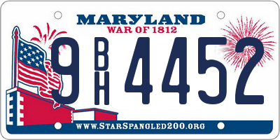MD license plate 9BH4452