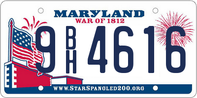 MD license plate 9BH4616