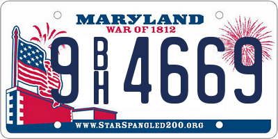 MD license plate 9BH4669