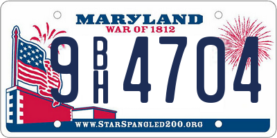MD license plate 9BH4704