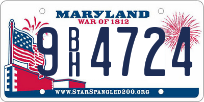 MD license plate 9BH4724