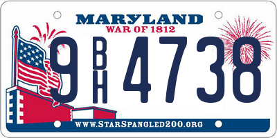 MD license plate 9BH4738