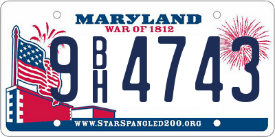 MD license plate 9BH4743