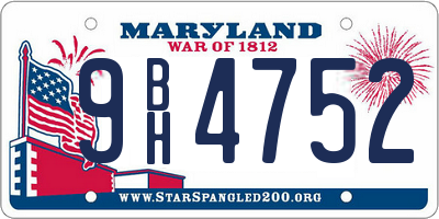 MD license plate 9BH4752