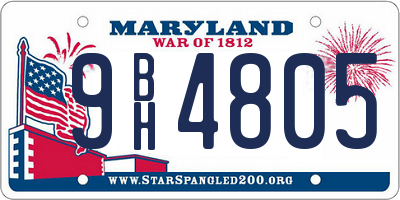 MD license plate 9BH4805