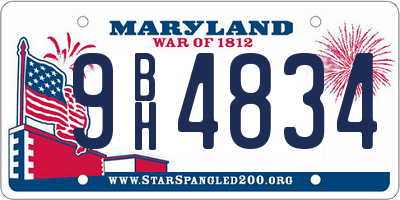 MD license plate 9BH4834